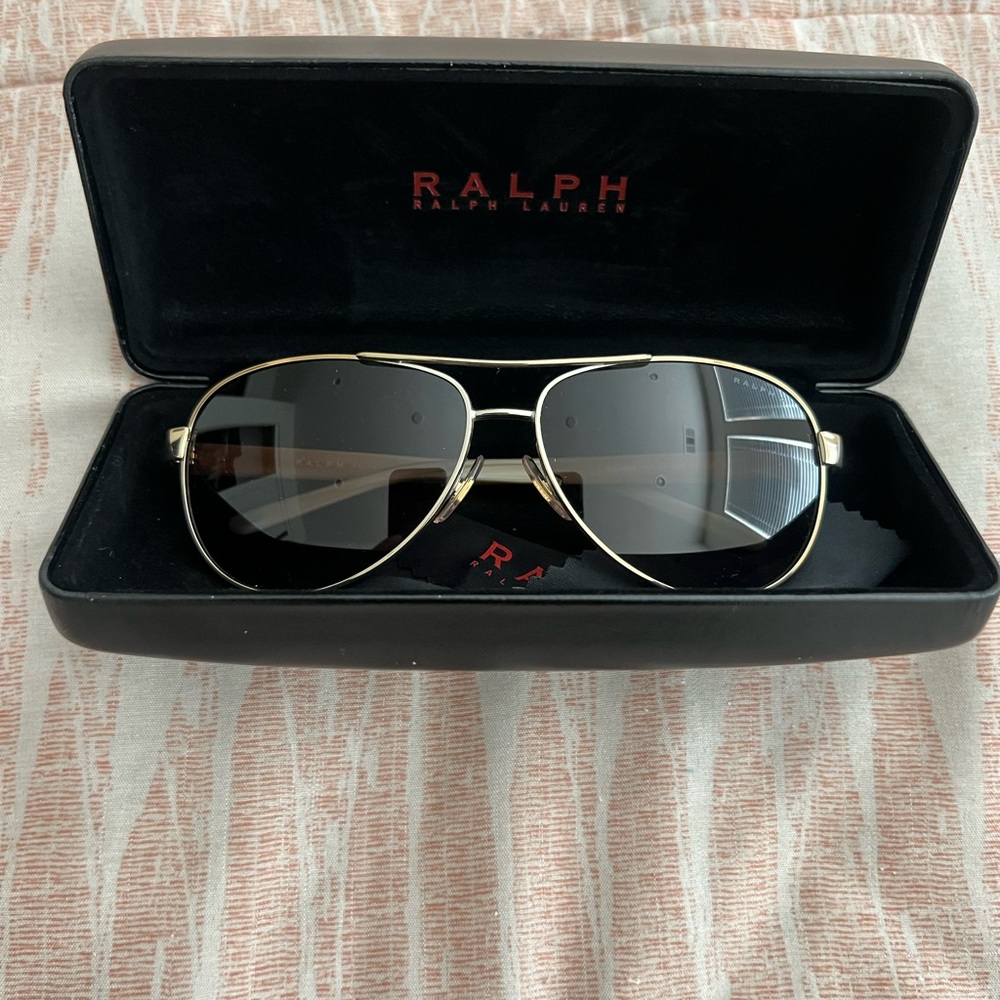 Ralph Lauren Gold and Black Aviator Sunglasses